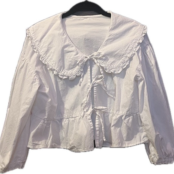 White Ruffled Collar Blouse - Picture 1 of 4